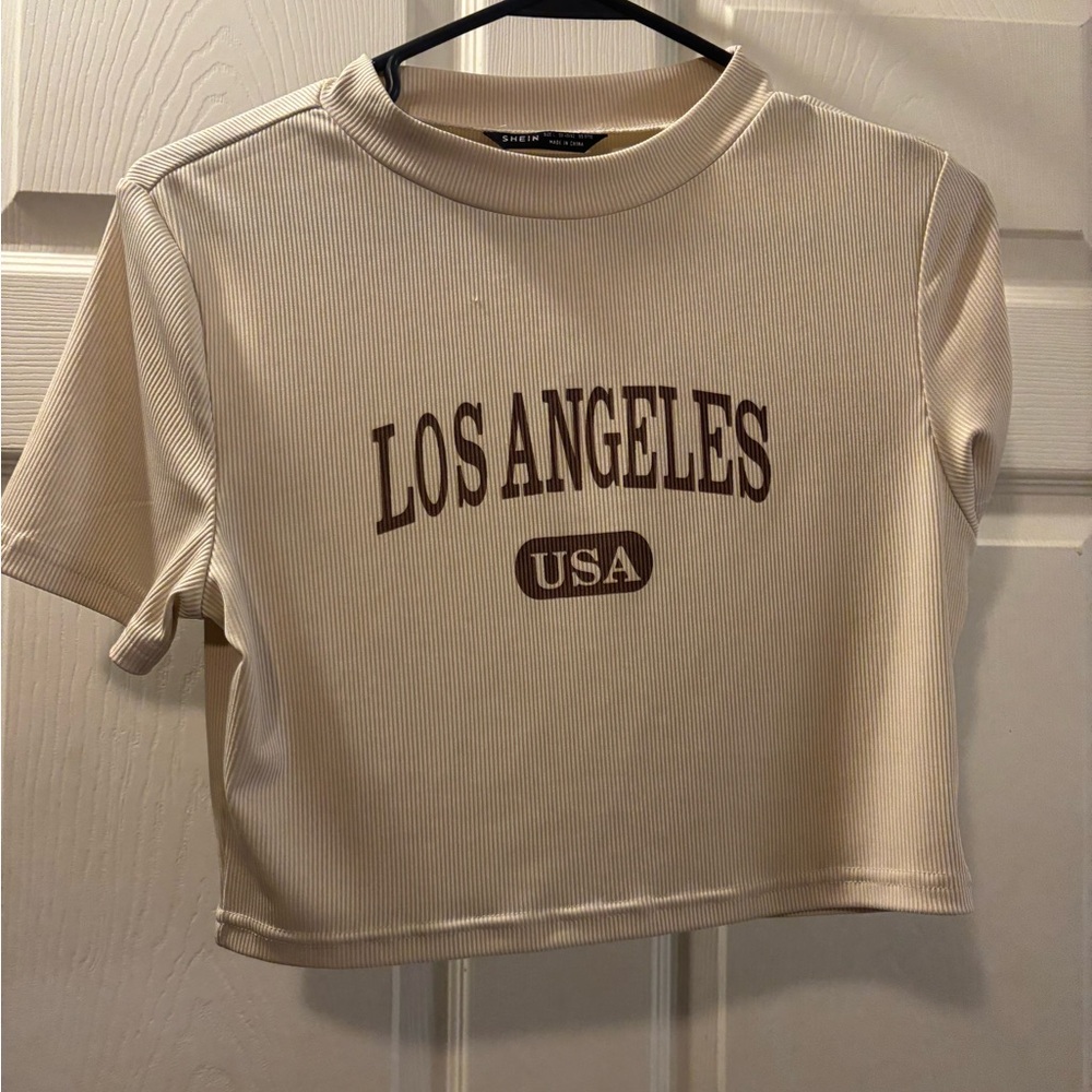 SHEIN Cream Ribbed Top
